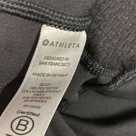 ATHLETA WOMEN’s MESH BLACK CAPRI LEGGINGS w/ SIDE POCKETS Sz- M - Picture 3 of 6